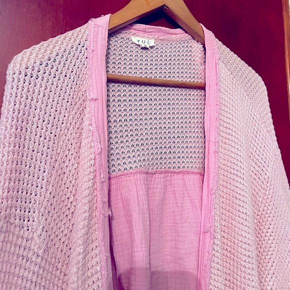 POL Waffle Knit Ruffled Long Sleeve Cardigan Size Small Women - Picture 7 of 8